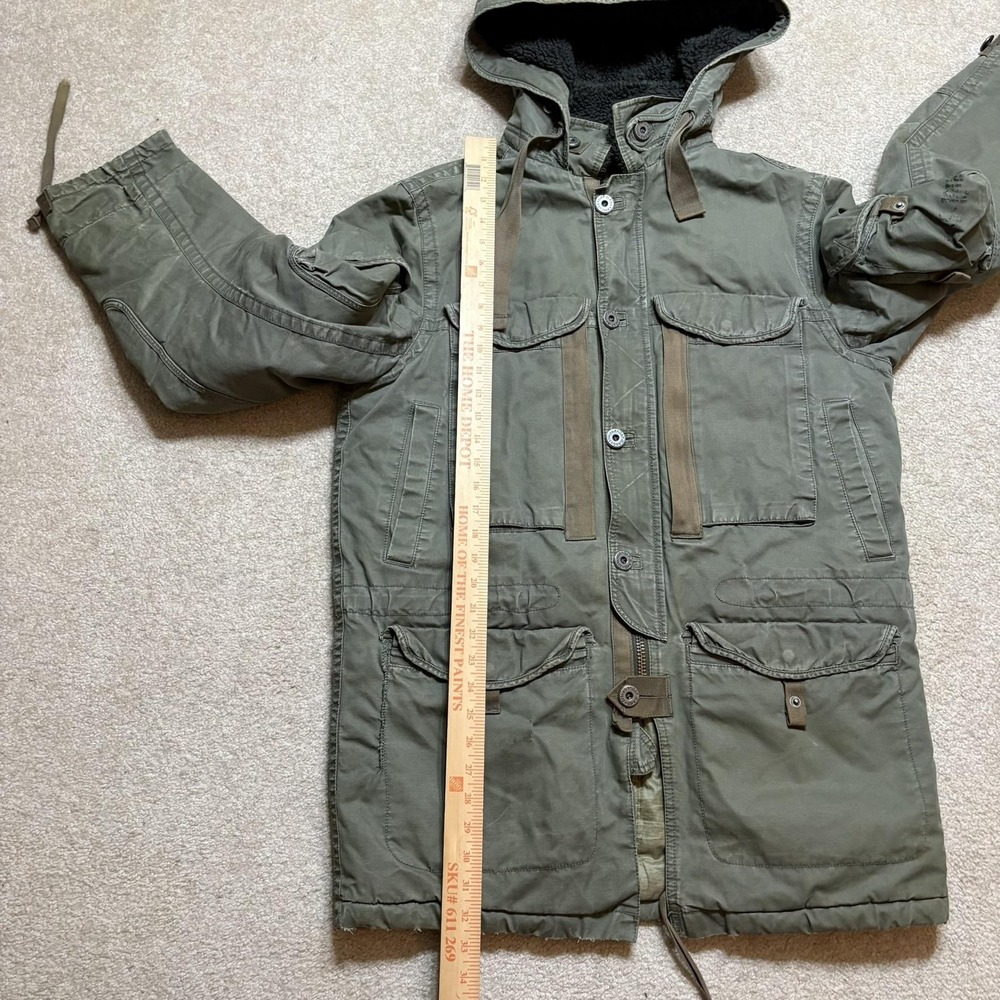 Vtg Gap Jacket Mens Large Green Military Cold Weather Parka Canvas Hooded 2007 - Picture 7 of 16